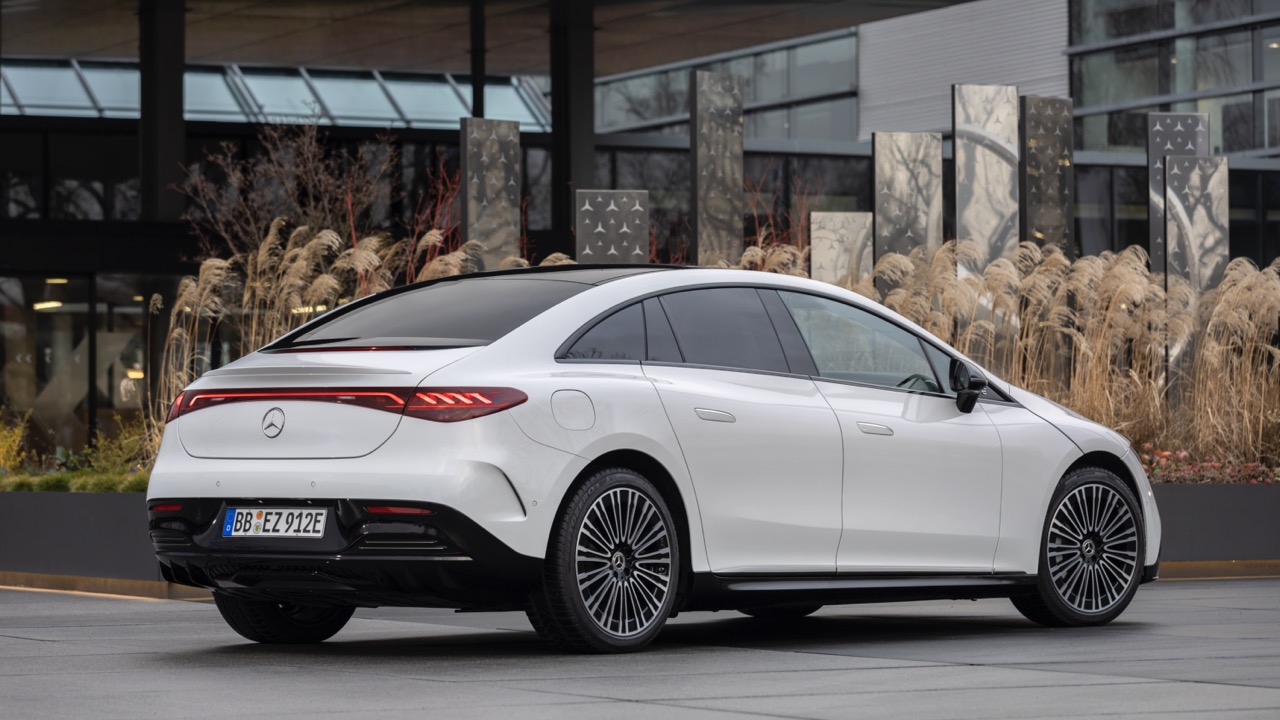 Mercedes EQE rear three quarters static